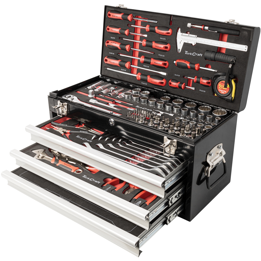 Tool Box 154 Pce 3 Drawer & Top Tray Track Box